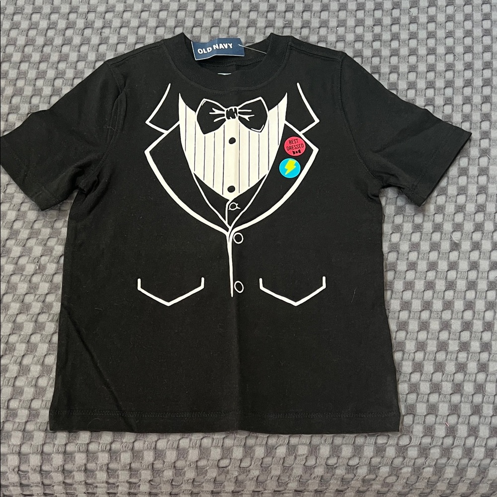 Old Navy Black Tuxedo Graphic Kids Tee